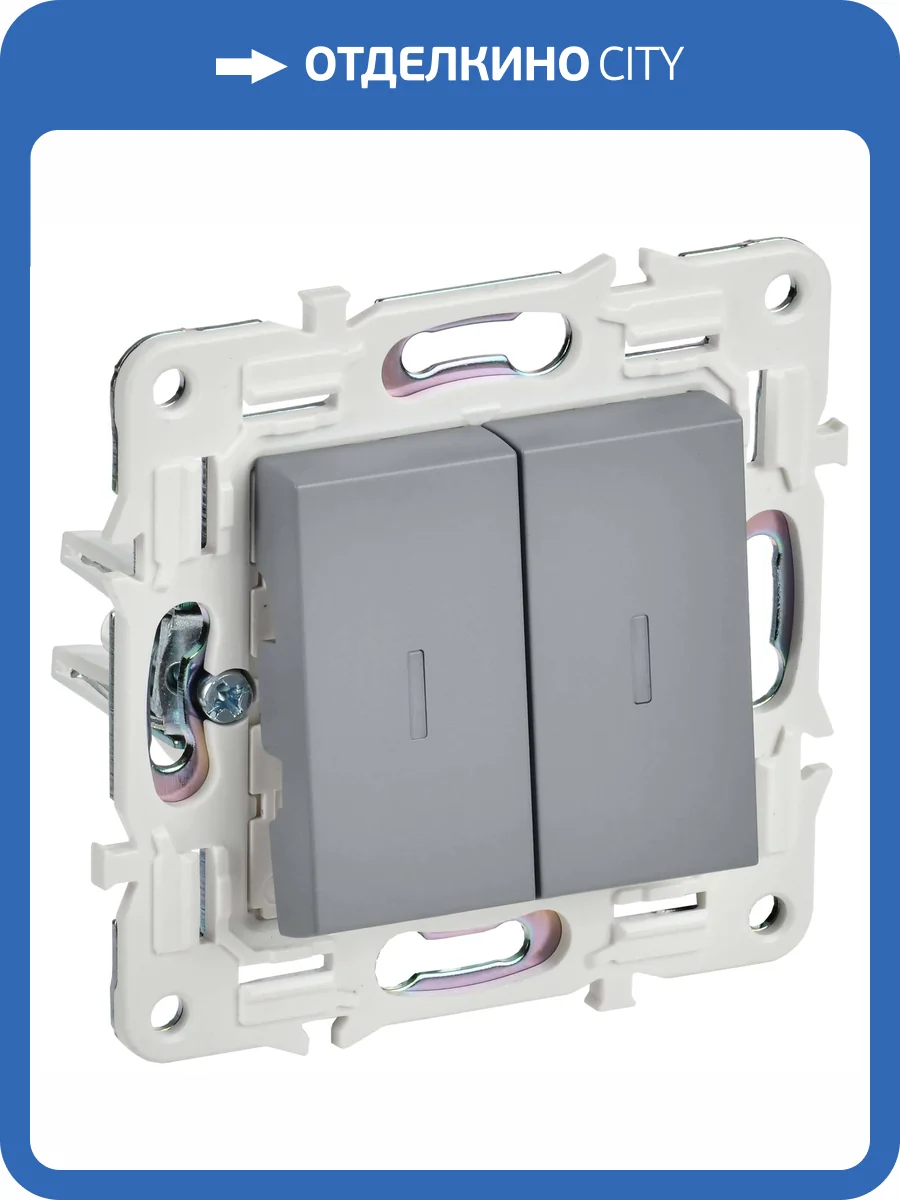 Выключатель 2-клавишный проходной IEK Skandy SK-V22-1-10-K03 серый фото 5