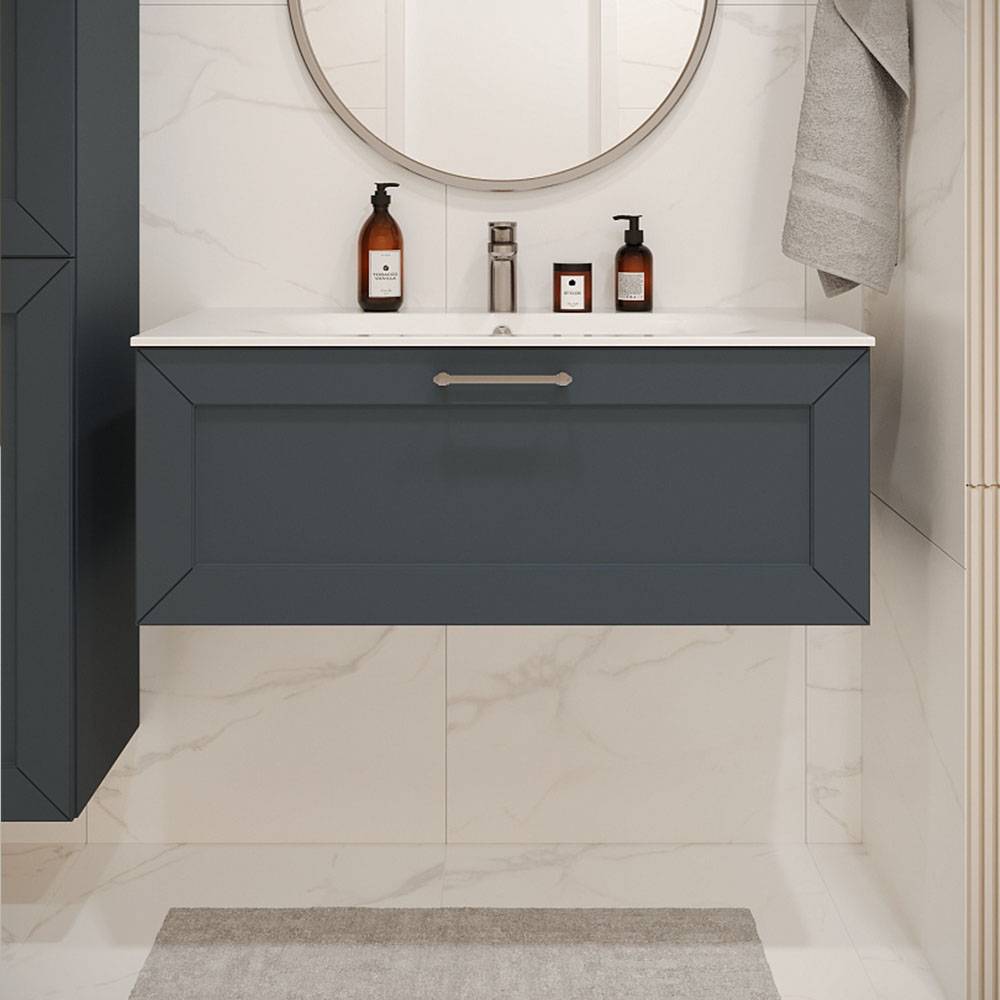 Тумба с раковиной Terminus Victoria VIC101001703101O серый шёлк, 100x38