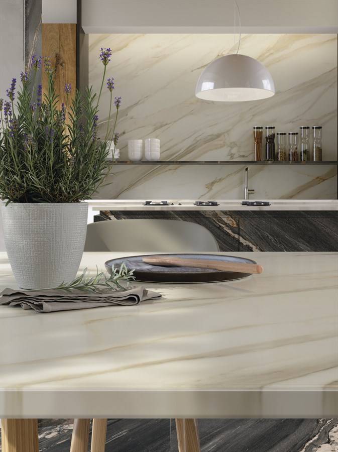 Керамогранит Ariostea SapienStone SSC3216557G Calacatta Aureo 4D cashmere 12mm 160x320 фото 2