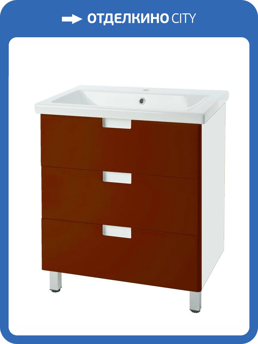 Тумба с раковиной Bellezza Пегас 70 3 ящ. Красный фото 3