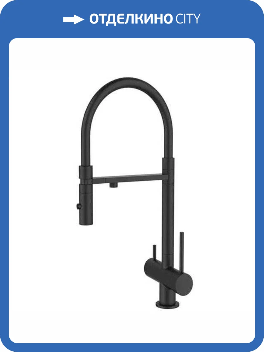 Смеситель для кухни DQ Kitchen DA1462505Black с подключением к фильтру, гибкий излив, черный матовый фото 5