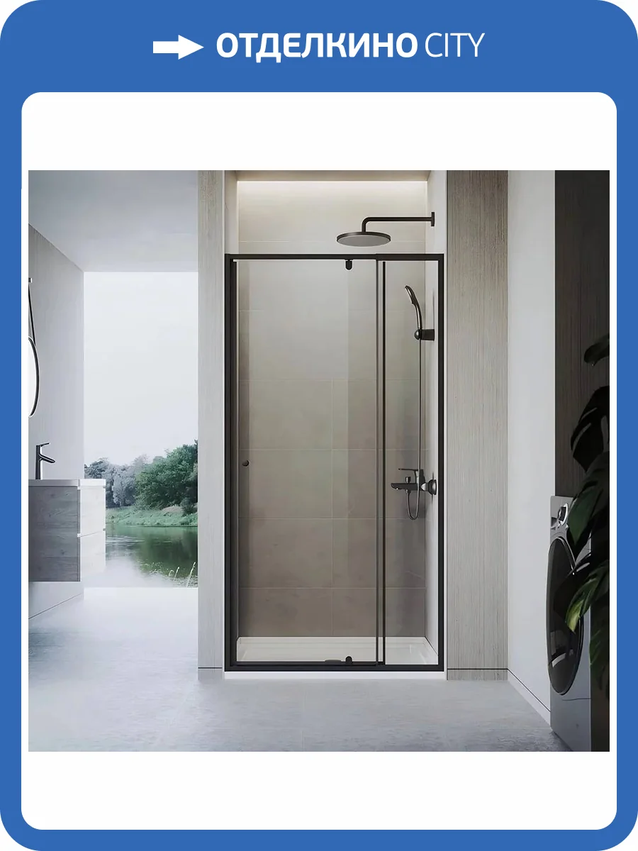 Душевая дверь в нишу Veconi Vianno VN-26B профиль черный матовый, стекло прозрачное, 90x195 фото 7