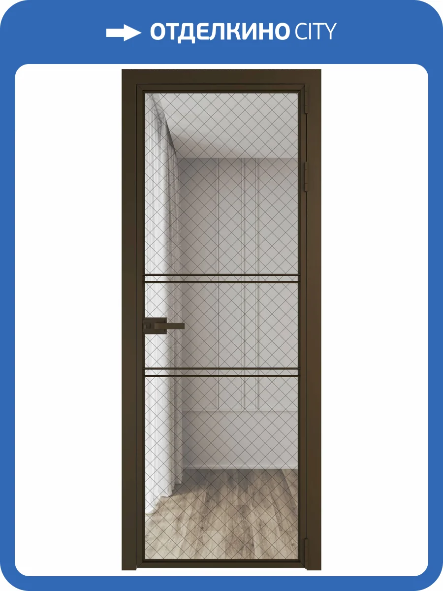 Межкомнатная дверь Profil Doors 2 AX цвет профиля Деорэ, стекло безопасное 6 мм ромб черный 600x2000 фото 2