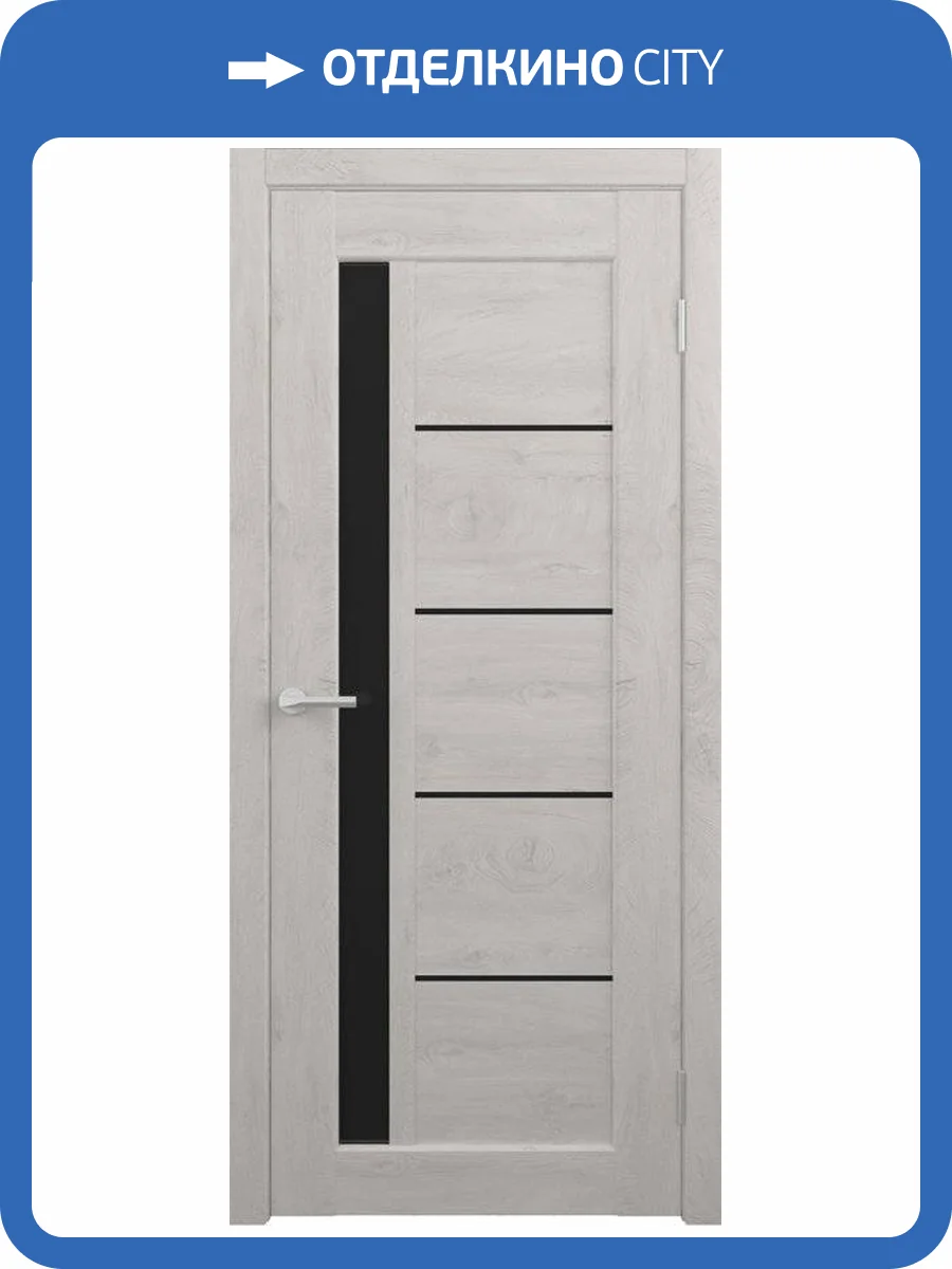 Межкомнатная дверь Albero CPL Мехико остеклённая дуб снежный стекло чёрное 800x2000 фото 2