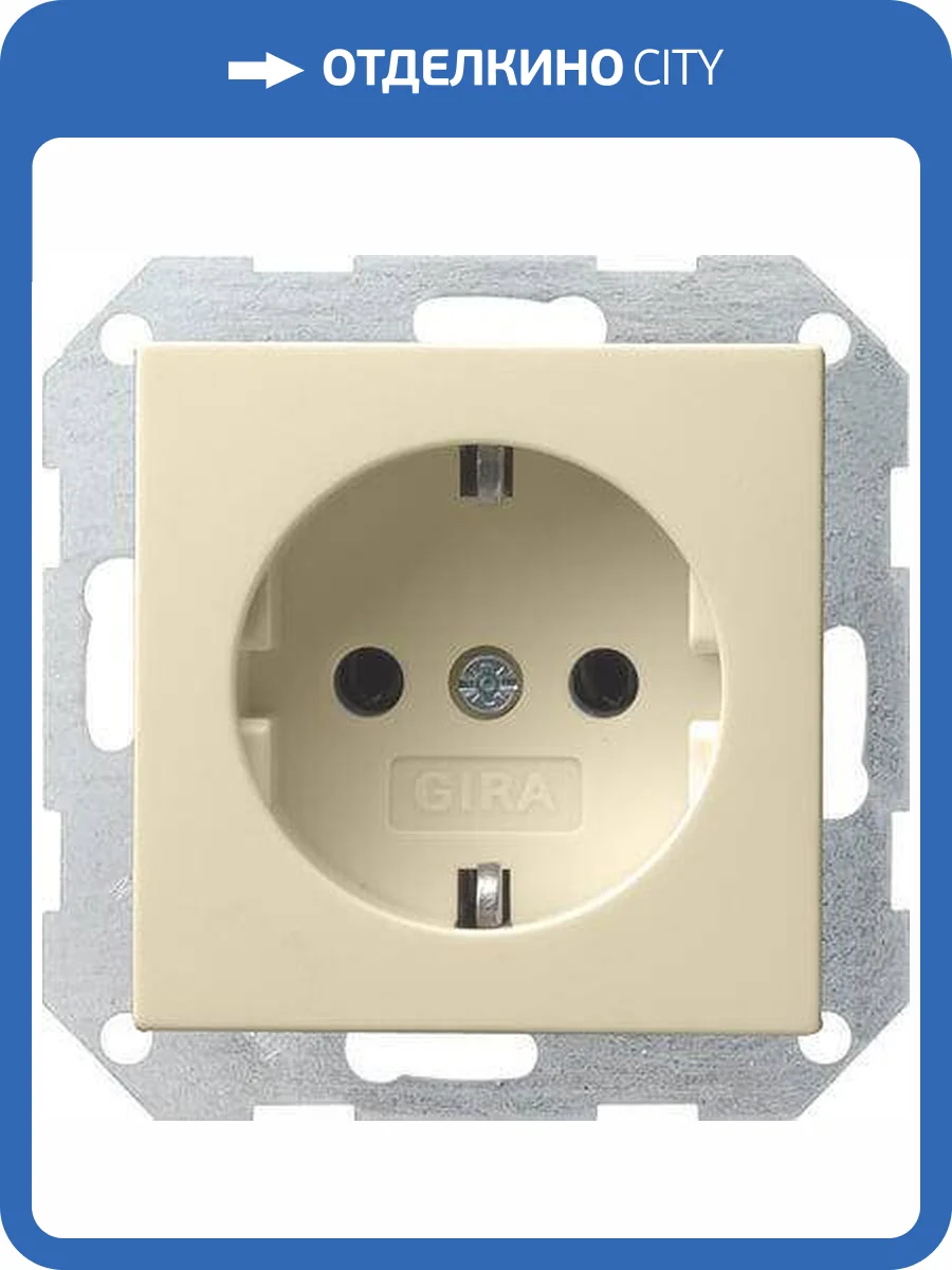 Розетка Gira System 55 Schuko с/з 16A 250V безвинтовой зажим кремовый глянцевый 018801 фото 2