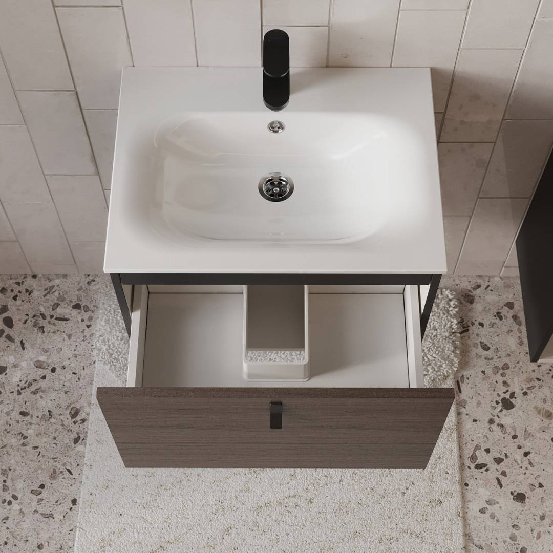 Тумба с раковиной Terminus Kontur KON10601200001O венге, графит, 60x38 фото 2