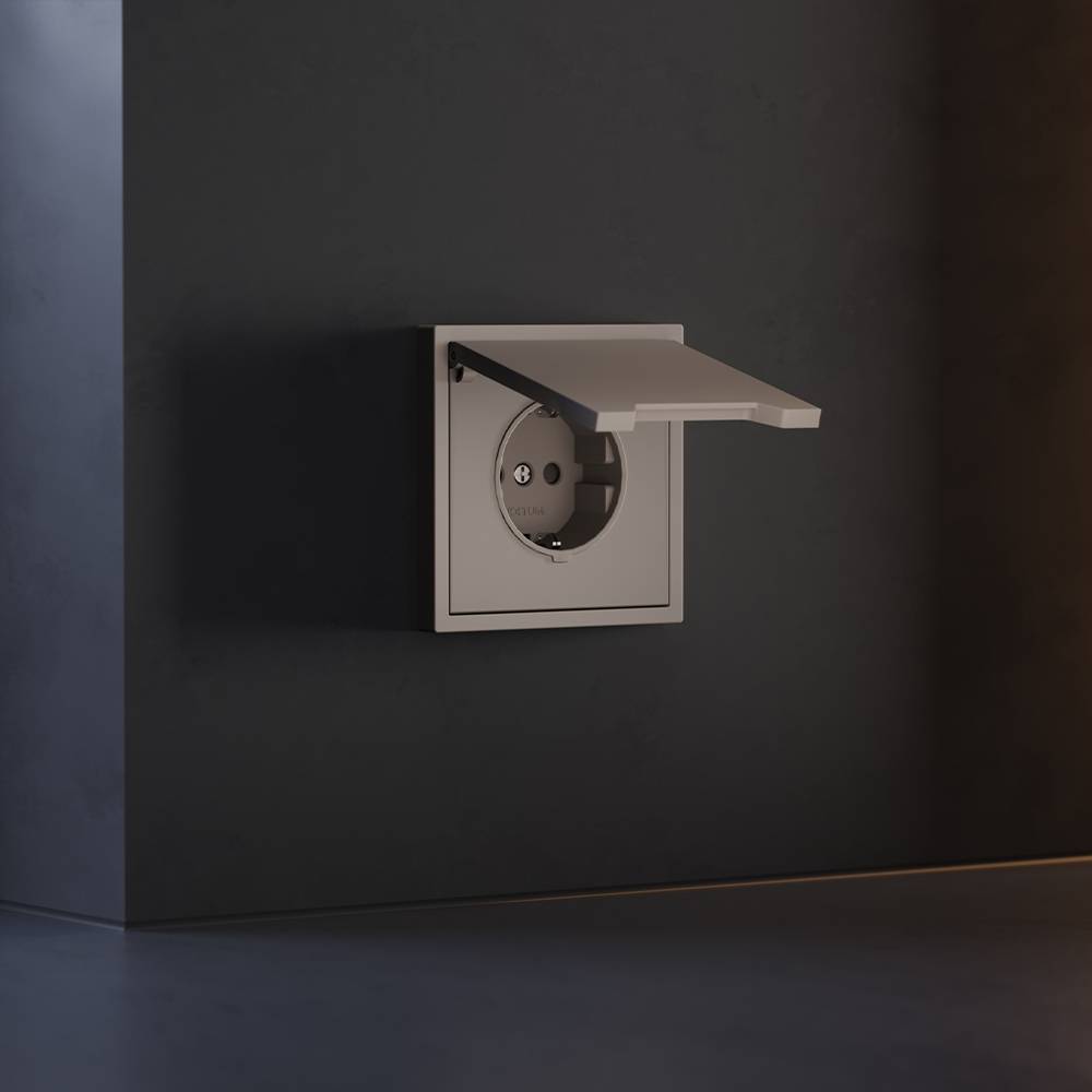 Лицевая панель для розетки с заземлением, шторками и крышкой Voltum S70 VLS000814 капучино фото 4