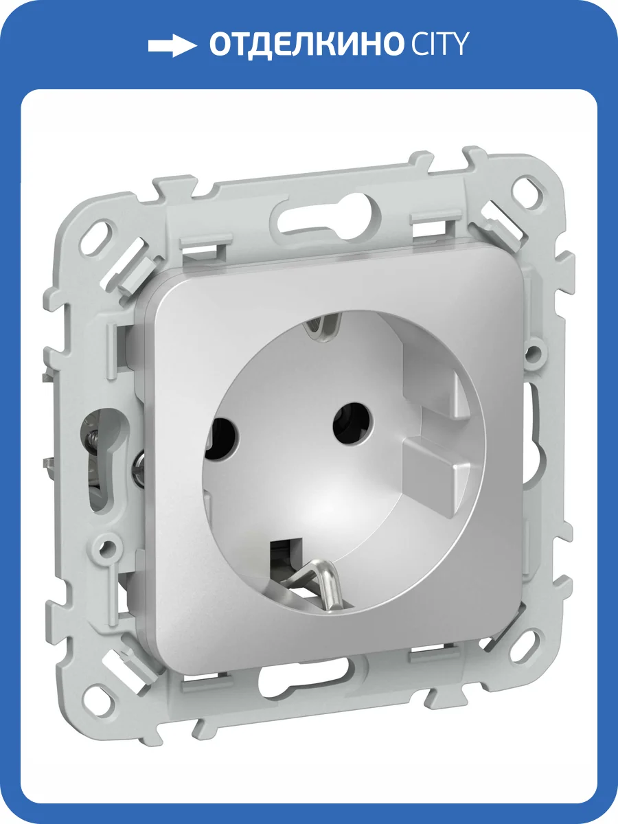 Розетка 1-местная с заземлением IEK Flite FI-R11-16-1-K47 алюминий фото 3