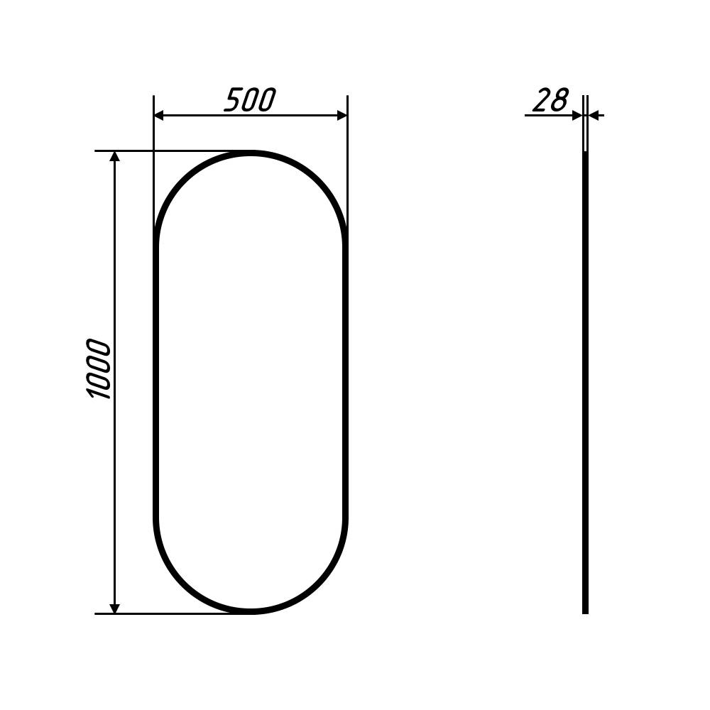 Зеркало Dreja Glow 99.2036 черный, 50x100 фото 5