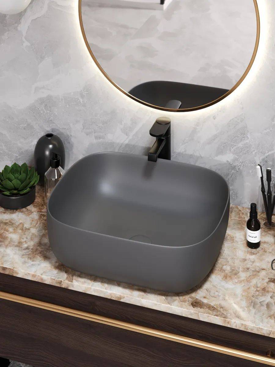 Раковина Watersense Rita 50 W00053 графит матовый фото 8