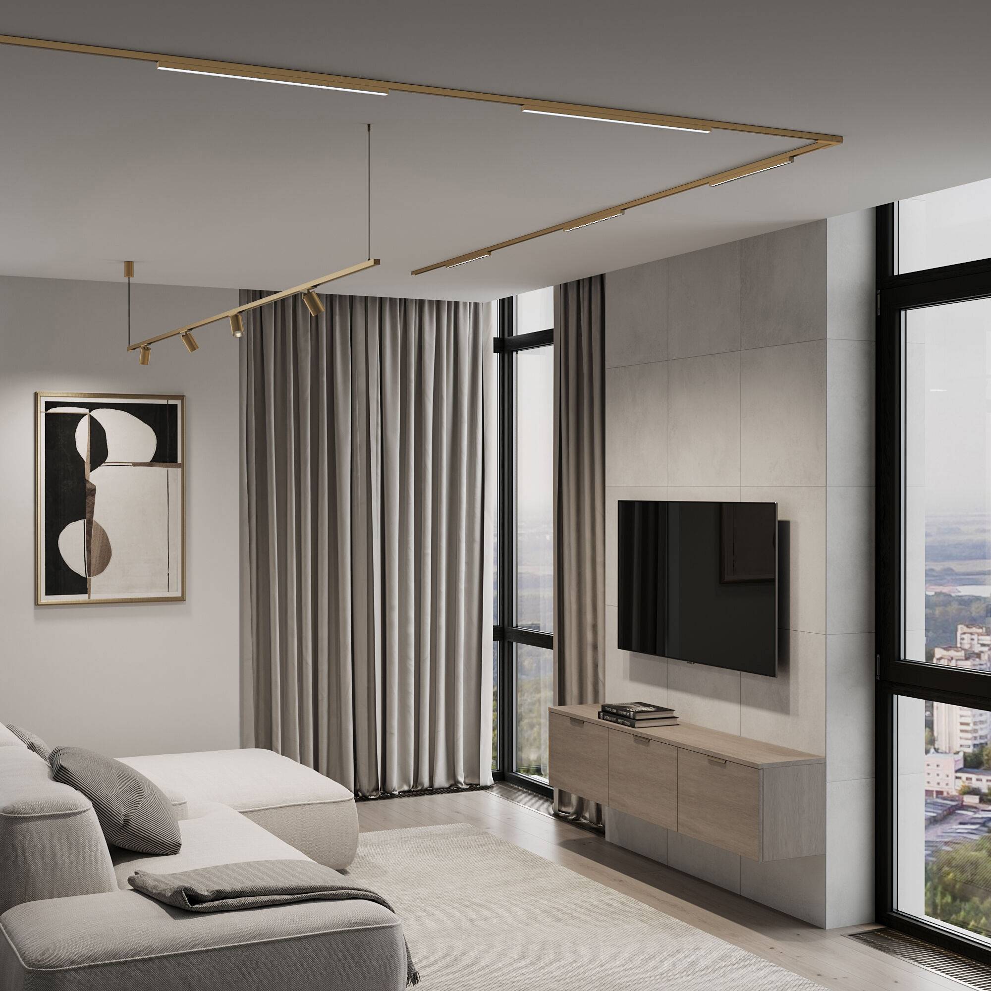 Трековый линейный светодиодный светильник Elektrostandard Brass Line 85526/01 12W 4000K латунь фото 7
