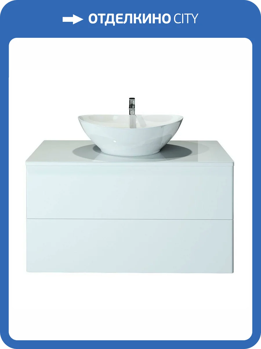 Тумба с раковиной Orange Отто Ot-100TuGLASS+G56 подвесная, белый фото 5