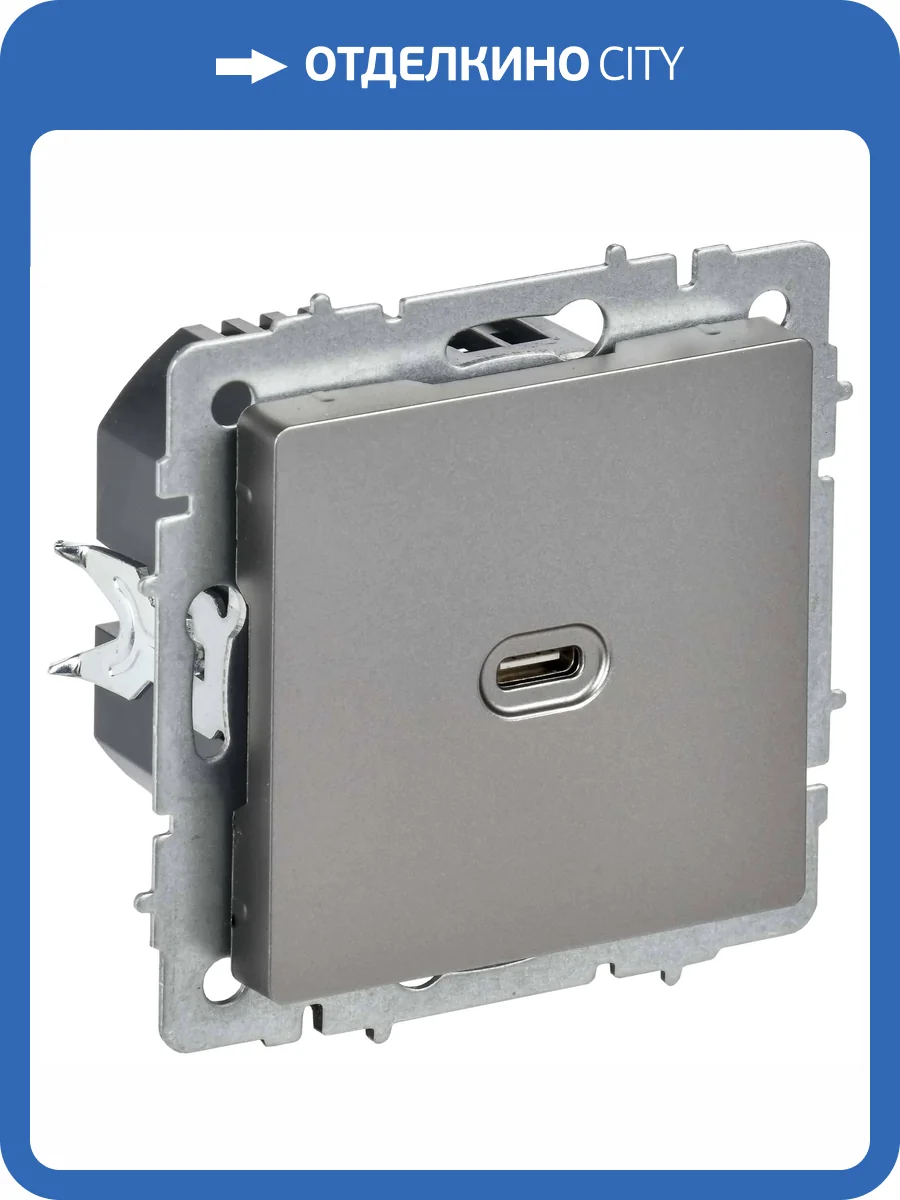 Розетка USB type C IEK Brite BR-U13-065-K46 сталь фото 7