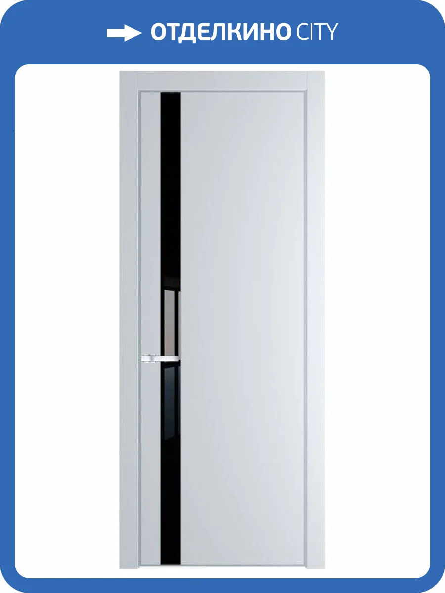 Межкомнатная дверь Profil Doors 18 PE полотно Вайт, кромка алюминиевая с четырех сторон матовая, стеклянная вставка черный лак 700x2000 фото 2
