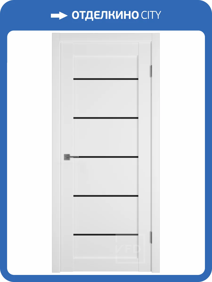 Межкомнатная дверь Владимирская Фабрика Дверей экошпон VFD Emalex 27, остекленная, белый Ice Black Gloss 600x2000 фото 2