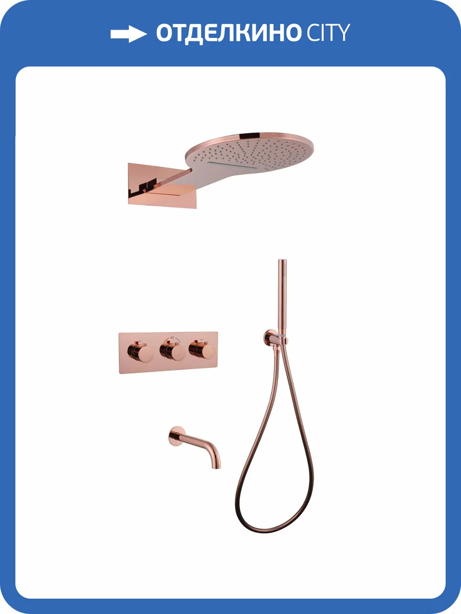 Душевая система Abber Wasser Kreis AF8150RG черная матовая, встраиваемая, с термостатом, с изливом фото 4