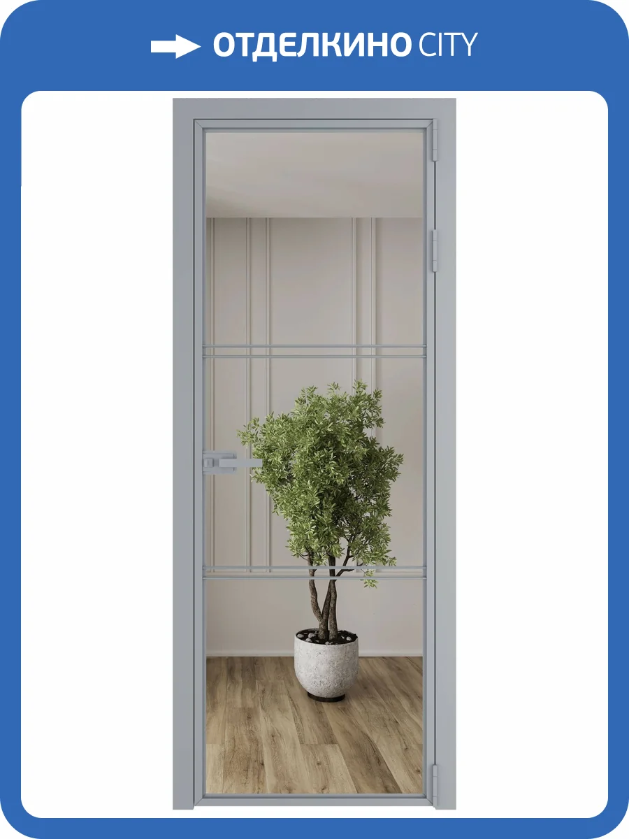 Межкомнатная дверь Profil Doors 3 AX цвет профиля Серебро, стекло безопасное 6 мм зеркало 700x2000 фото 2