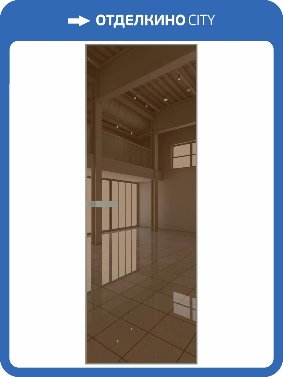 Межкомнатная дверь Profil Doors 1 AGN цвет профиля Никель матовый, стекло безопасное 4 мм зеркало бронзовое 600x2000 фото 2