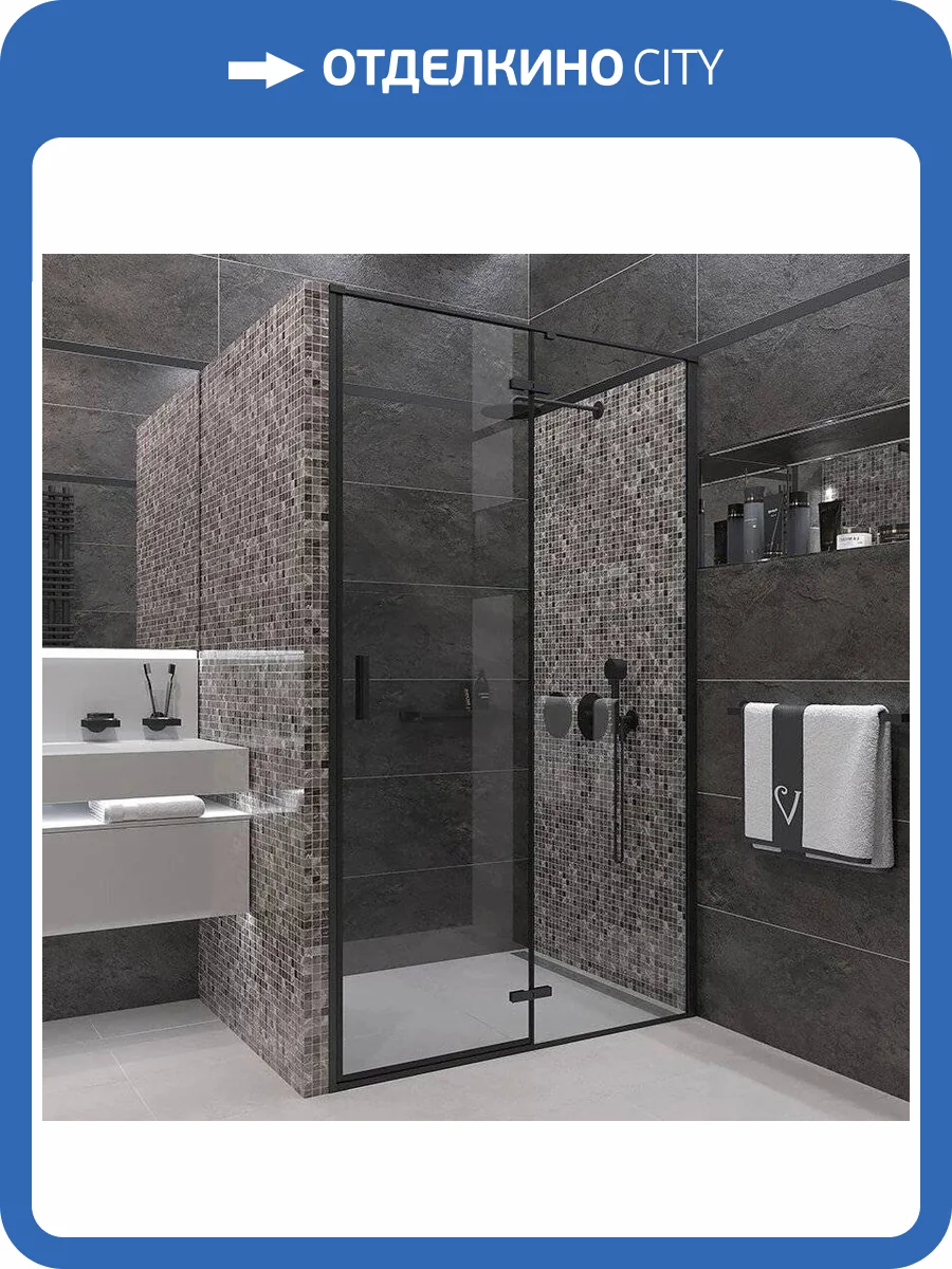 Душевая дверь в нишу Veconi Vianno VN-73B 100 см, профиль черный фото 5