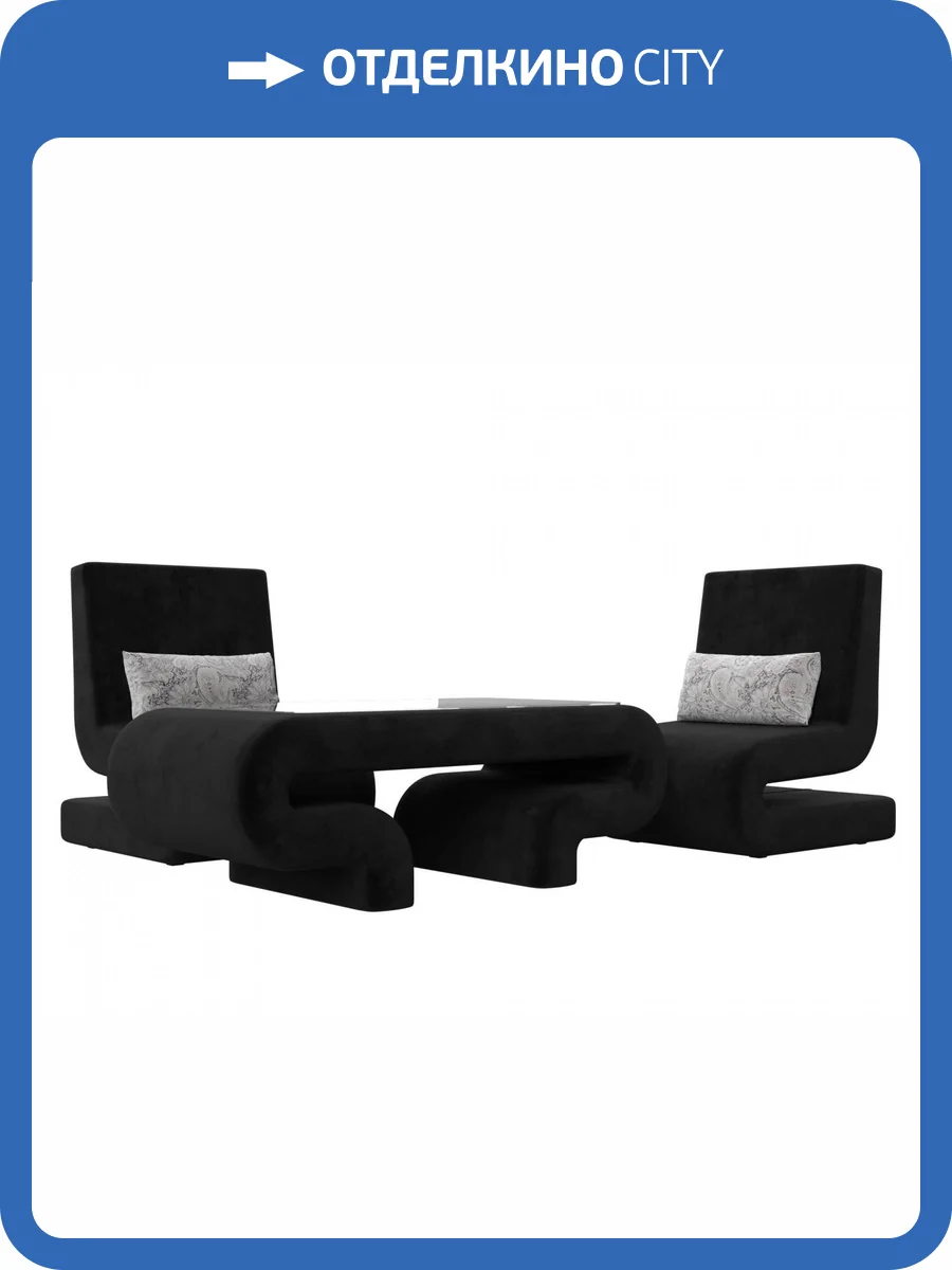 Набор 2 Лига Диванов Волна 115729 Черный фото 8