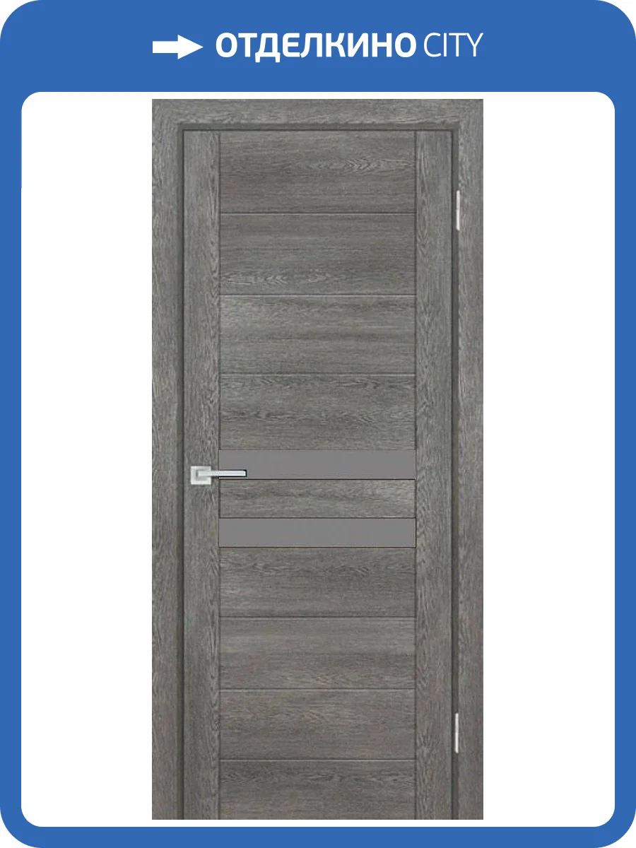 Межкомнатная дверь Profilo Porte экошпон PSN-4, остеклённая, гриджио антико, лакобель серый 800x2000 фото 2