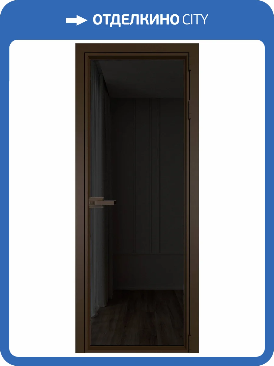 Межкомнатная дверь Profil Doors 1 AV цвет профиля Деорэ, стекло безопасное 6 мм черное тонированное 600x2000 фото 2