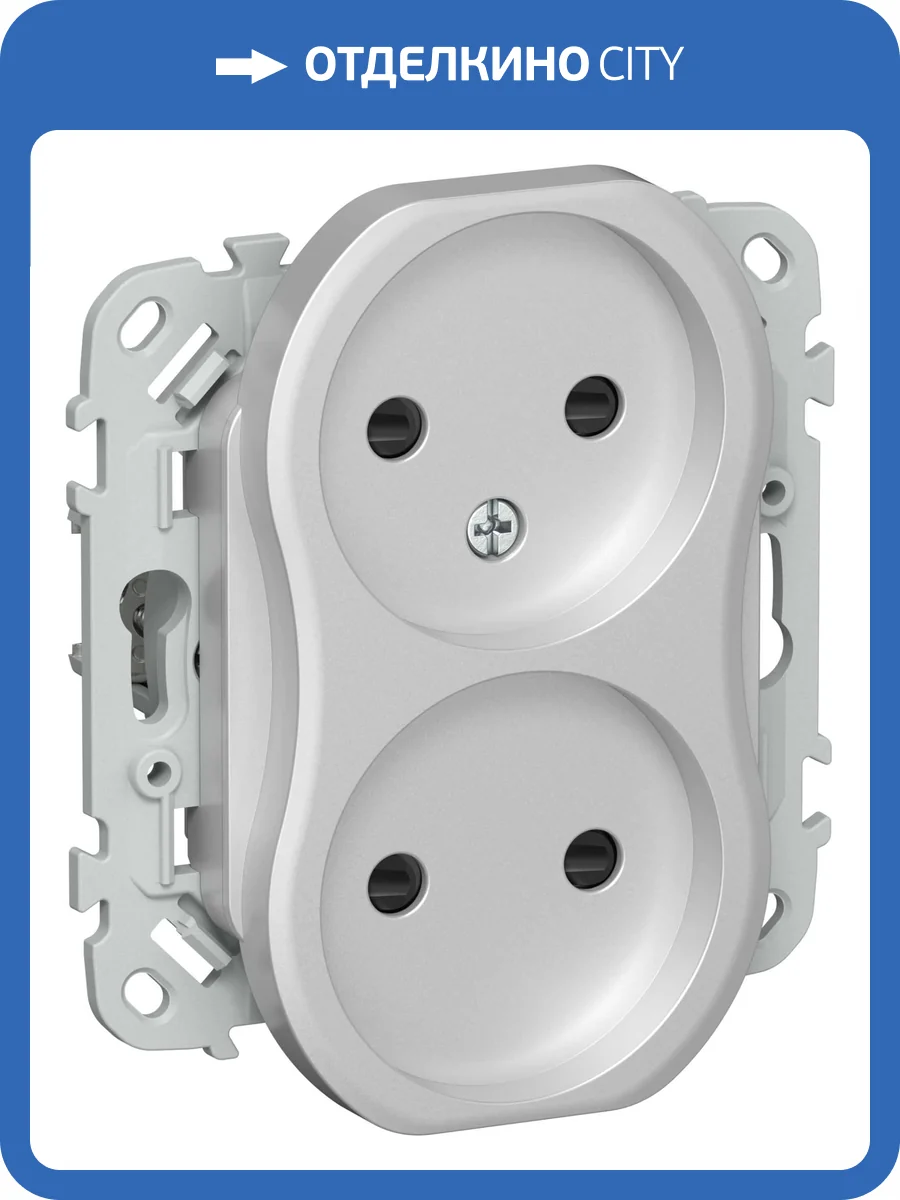 Розетка 2-местная с защитными шторками IEK Flite FI-R23-10-K47 алюминий фото 2