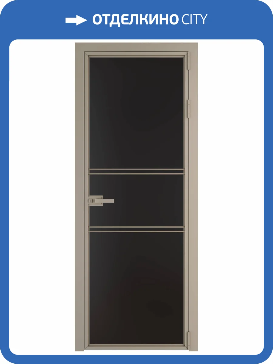 Межкомнатная дверь Profil Doors 2 AX цвет профиля Никель матовый, стекло безопасное 6 мм монохром черный 800x2000 фото 2