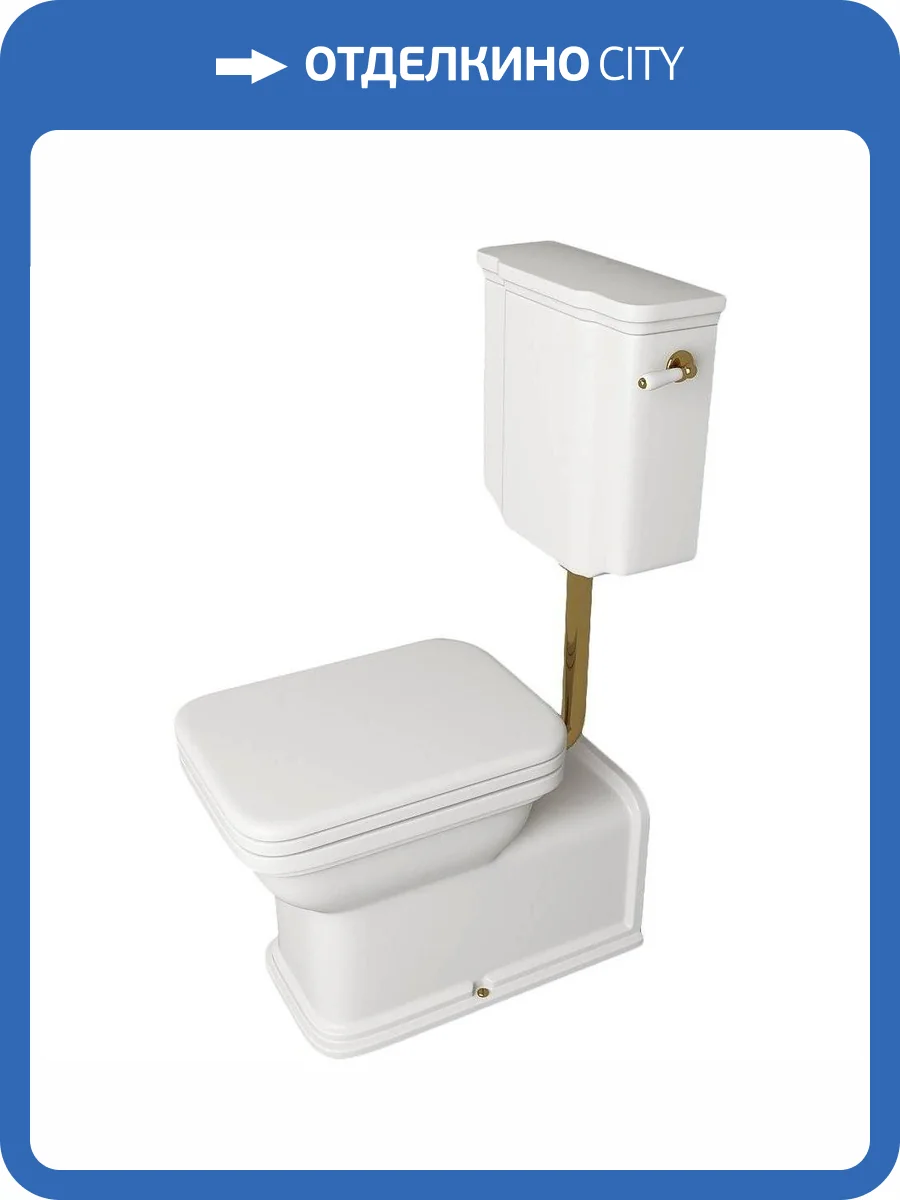 Унитаз Kerasan Waldorf со средним бачком, ручка смыва справа, золото фото 5