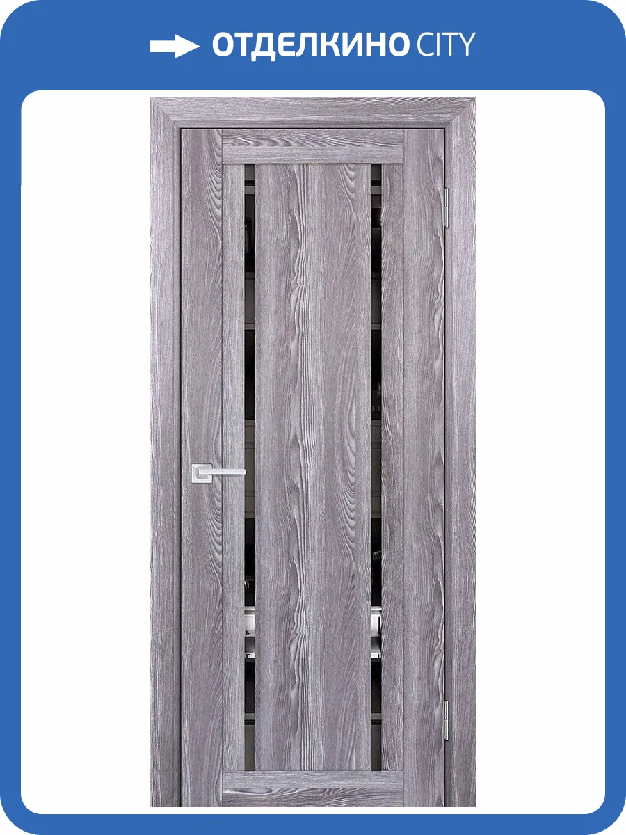 Межкомнатная дверь Profilo Porte экошпон PSK-9, остеклённая, зеркало, ривьера грей 800x2000 фото 2