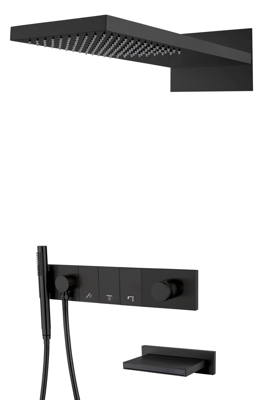 Душевой комплект Boheme Zodiac 132-2-B с изливом, трехпозиционная, Black