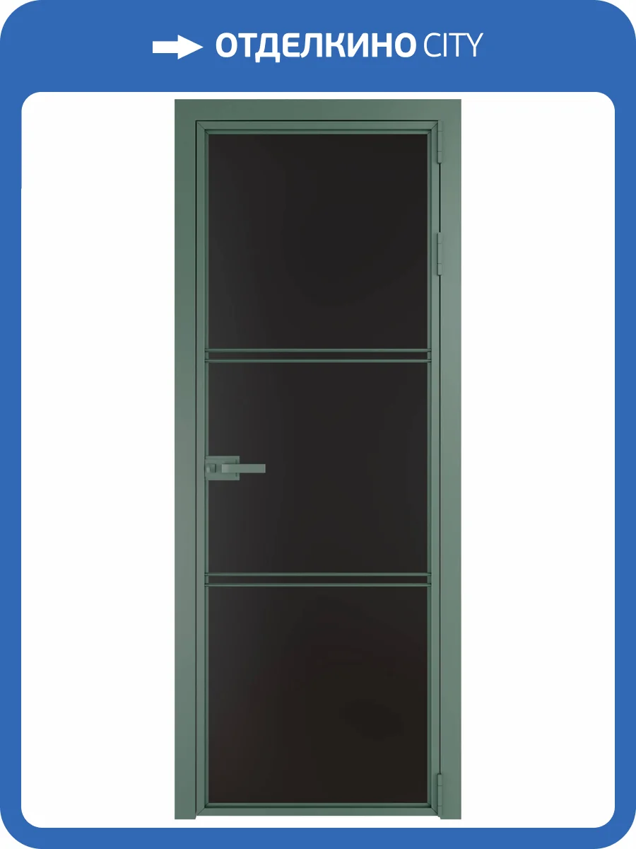 Межкомнатная дверь Profil Doors 3 AX цвет профиля Зеленый воск, стекло безопасное 6 мм монохром черный 700x2000 фото 2