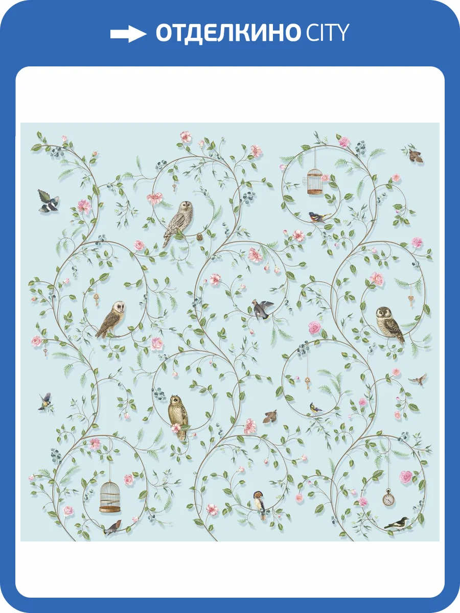 Бесшовные Eco обои Ortograf Chinoiserie 33952 Avifauna blue Гладь ОЕ-Р2 фото 2