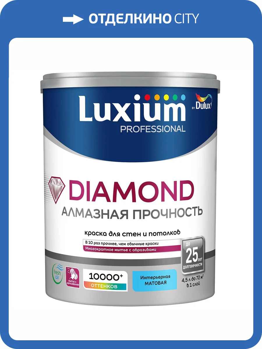 Краска для стен и потолков водно-дисперсионная Luxium Diamond Matt матовая база BC 4.5 л фото 2