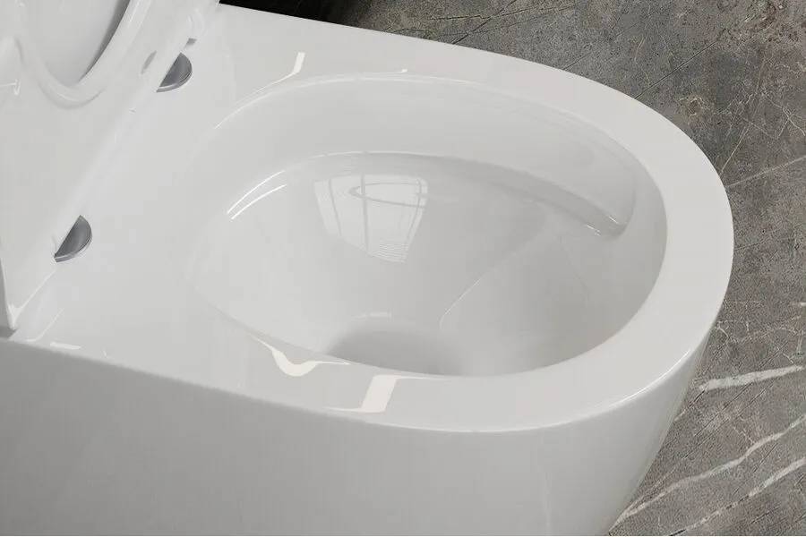 Унитаз приставной Abber Bequem AC1111T безободковый, с крышкой-сиденьем микролифт, белый фото 5