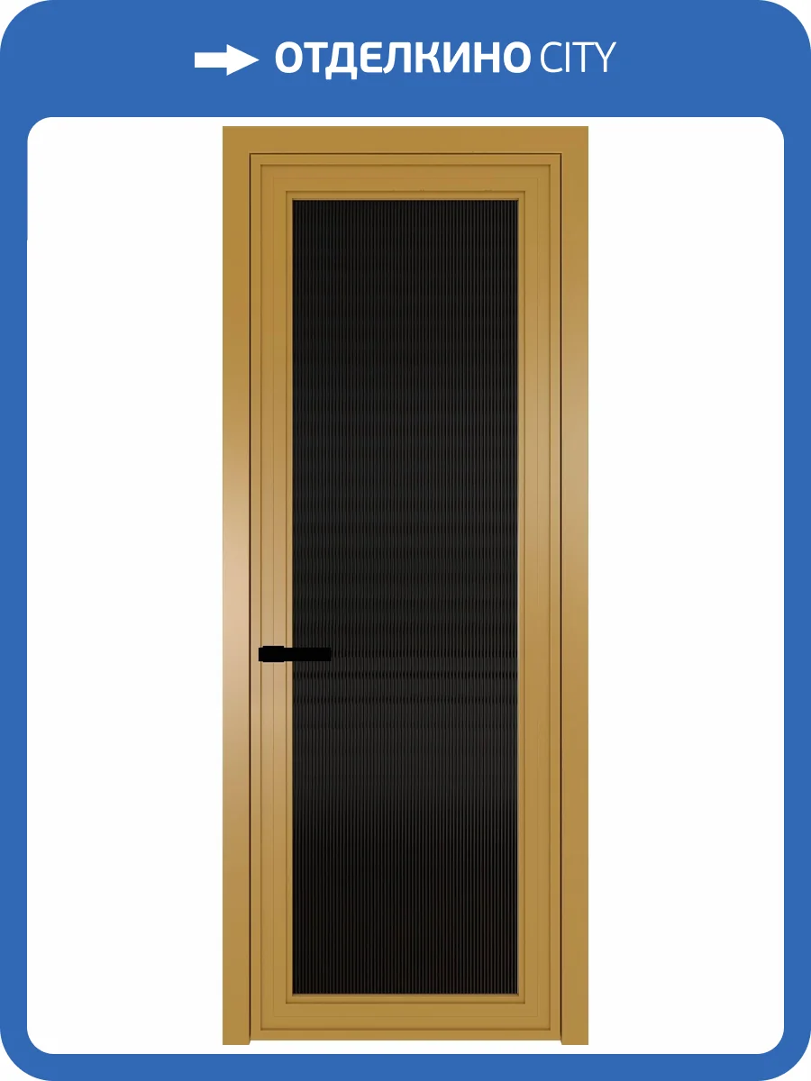 Межкомнатная дверь Profil Doors 1 AGP цвет профиля Золото, стекло безопасное 6 мм мору черный 700x2000 фото 2