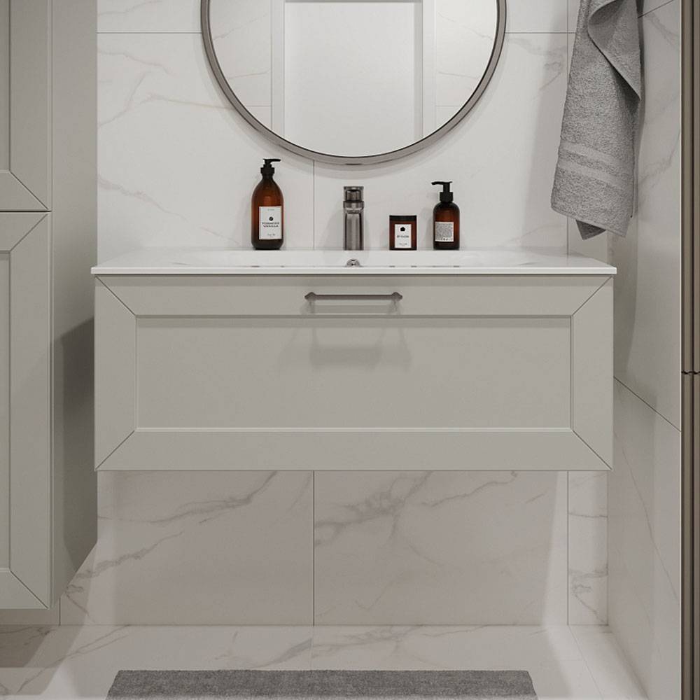 Тумба с раковиной Terminus Victoria VIC101001900301O белый, 100x38