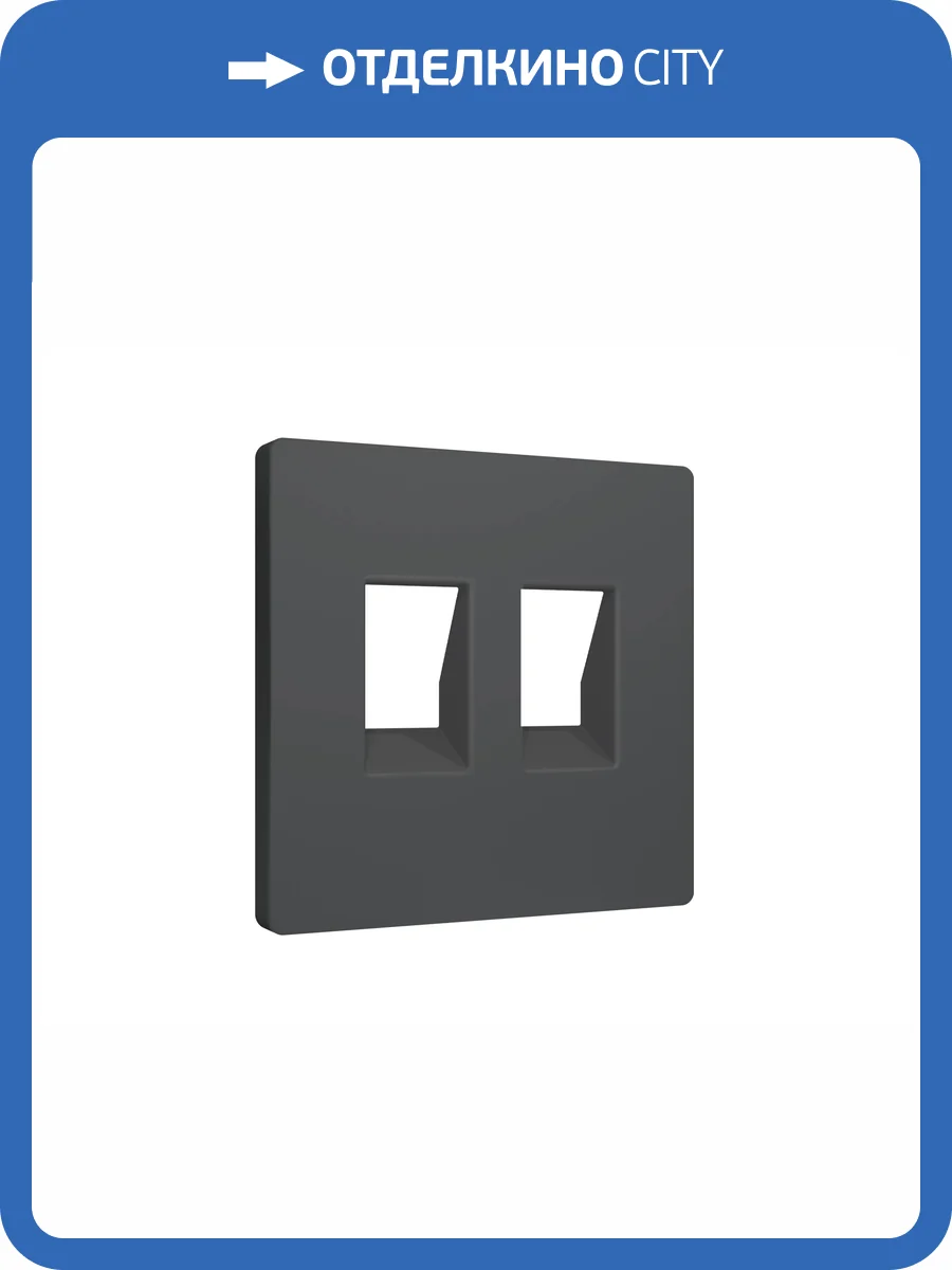 Лицевая панель для двойной компьютерной/телефонной розетки RJ-45/RJ-11 Ambrella Volt Alfa AP9121 графит мягкое касание фото 3