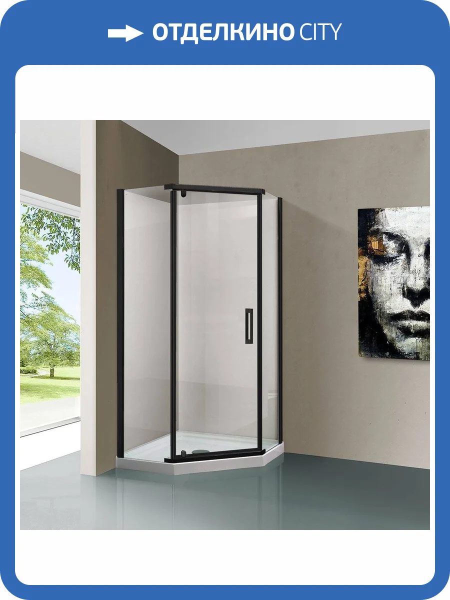 Душевой уголок Vincea Stresa VSP-1S900CLB 90x90, профиль чёрный, стекло прозрачное фото 5