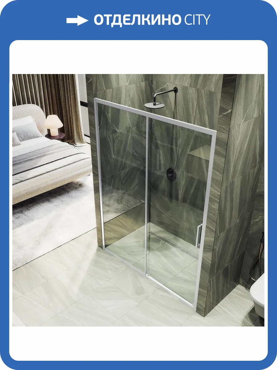 Душевая дверь в нишу MaybahGlass MGD-1278-5 профиль хром матовый, стекло бесцветное, 180x195 фото 5