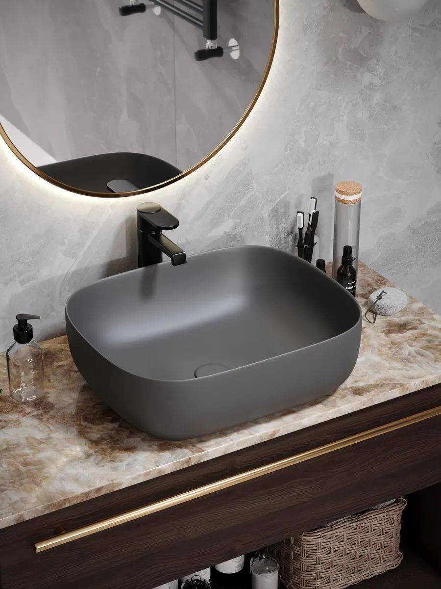 Раковина Watersense Rita 50 W00053 графит матовый фото 6