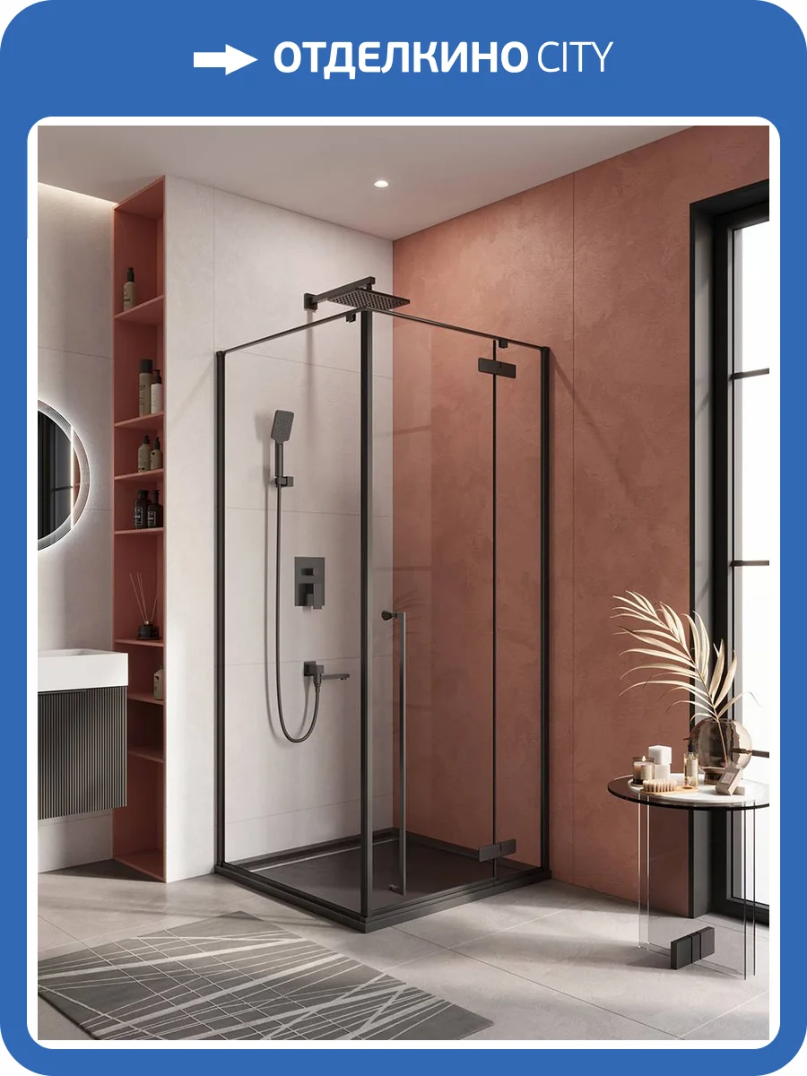 Душевой уголок Cezares LINER-A-1-90-C-NERO-R профиль черный, стекло прозрачное, 90x90x195 фото 7