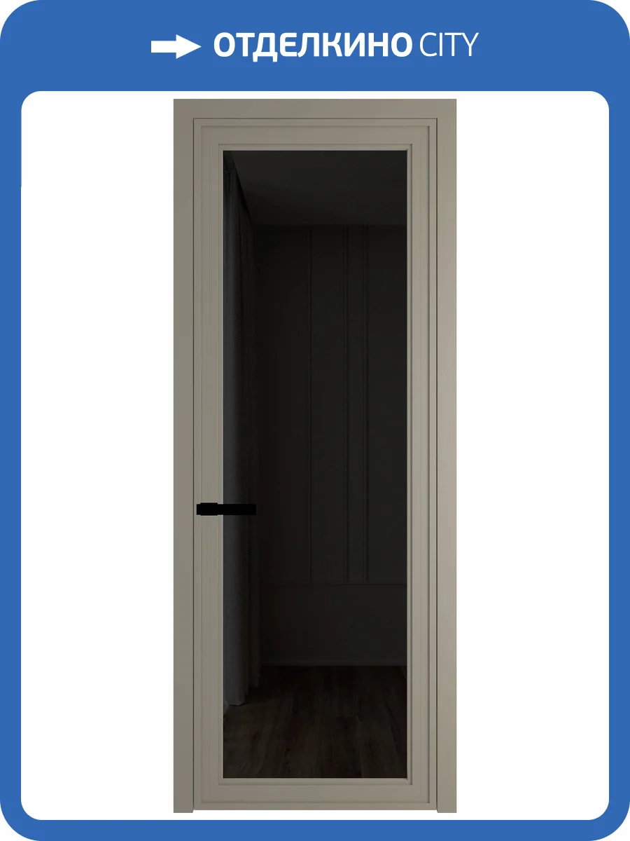 Межкомнатная дверь Profil Doors 1 AGP цвет профиля Никель матовый, стекло безопасное 6 мм черное тонированное 800x2000 фото 2