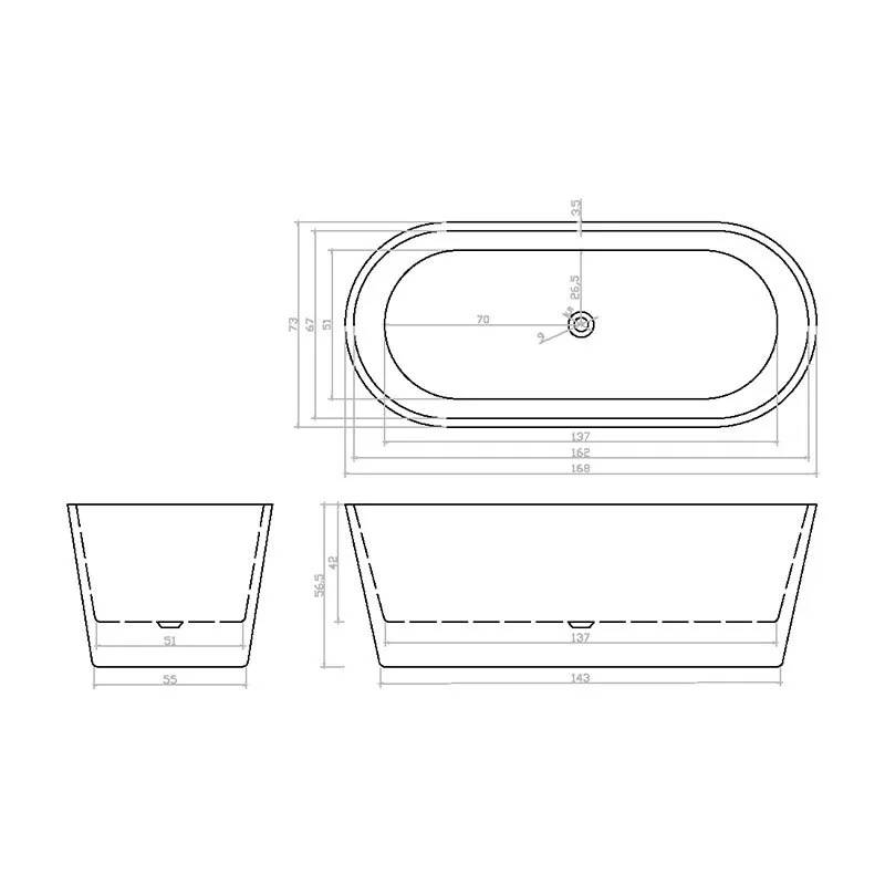 Акриловая ванна Cerutti Spa Resia CT7388 1680x730x600 фото 4