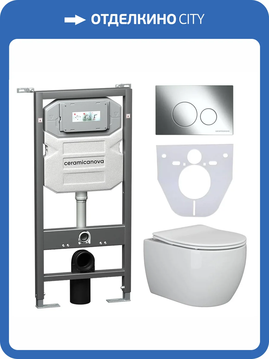 Комплект Унитаз подвесной Ceramica Nova Play CN3001 + Инсталляция Envision CN1001CH с кнопкой хром фото 4