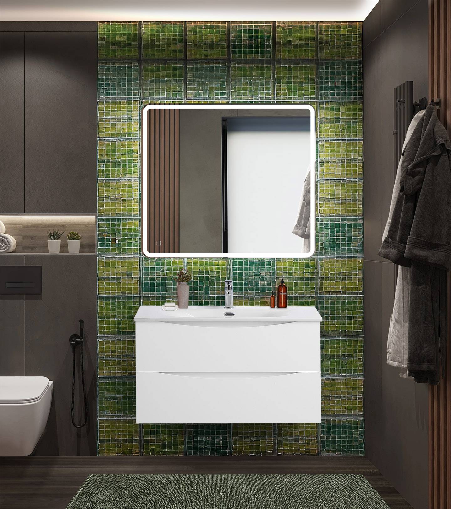 Тумба с раковиной BelBagno MARINO-CER-N 90 Bianco Lucido фото 6