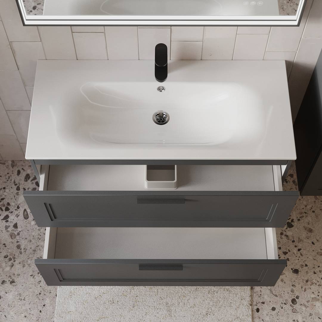 Тумба с раковиной Terminus Classik CLA101002701601O графит , 100x62 фото 2