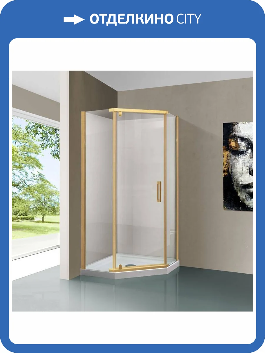 Душевой уголок Vincea Stresa VSP-1S100CLG профиль брашированное золото, стекло прозрачное, 100x100x195 фото 9
