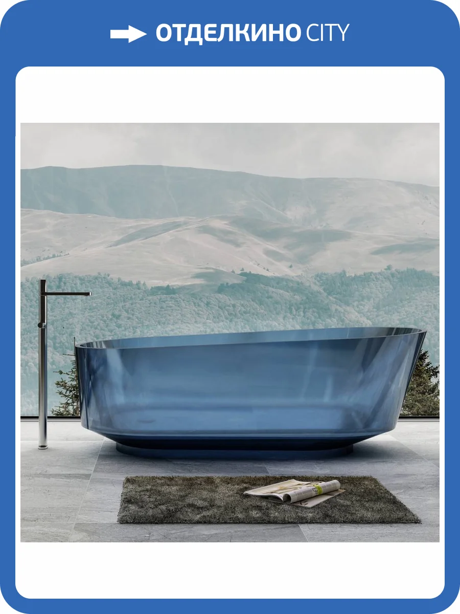 Прозрачная ванна Abber Kristall AT9706Saphir 170x80 синяя фото 6