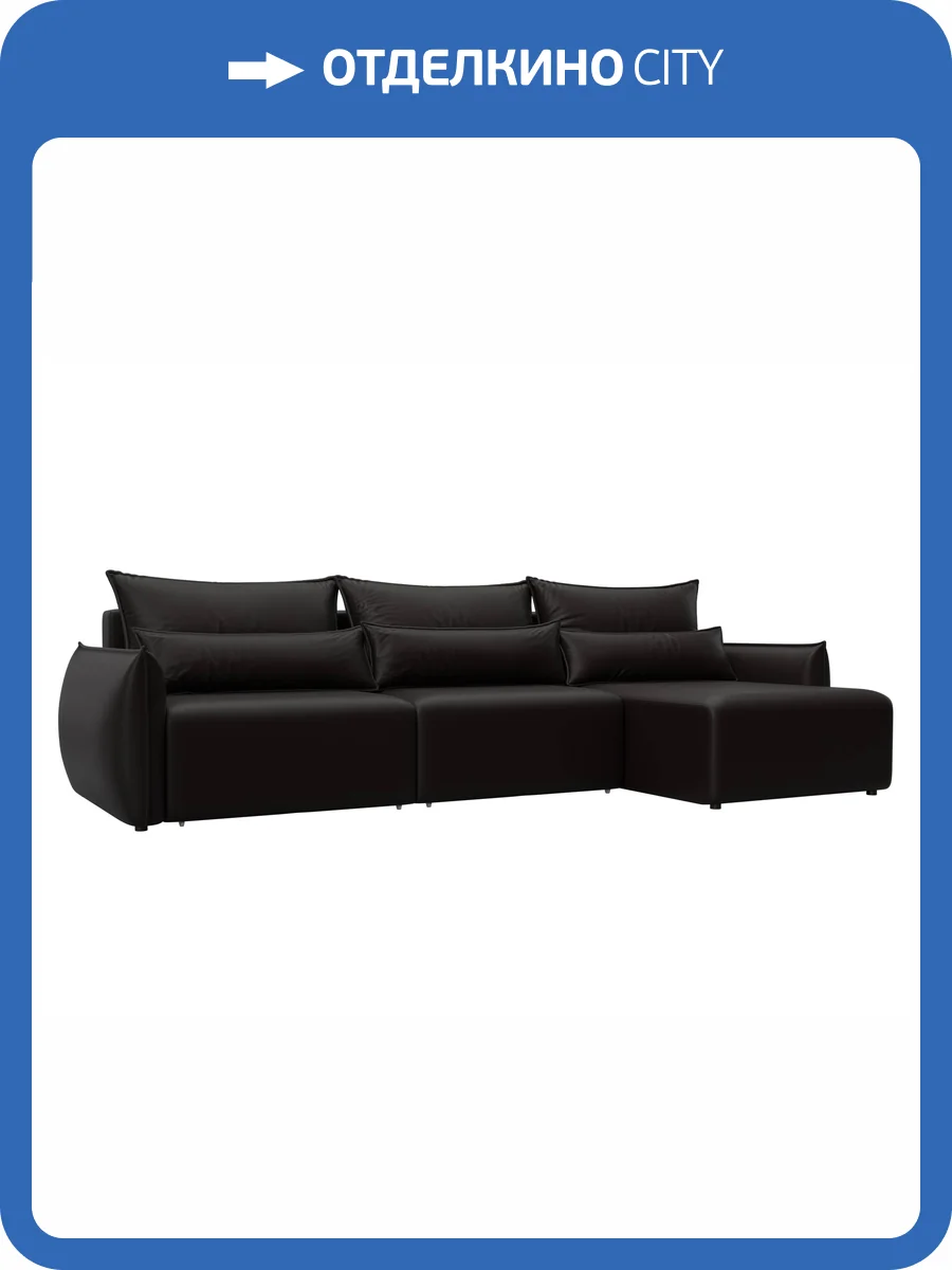 Диван угловой Лига Диванов Лига-051 НПБ Лонг 129891 GRIFON 12 коричневый, угол универсальный фото 10